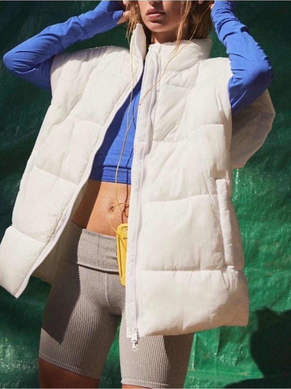 Free People White Puffy Quilted Vest